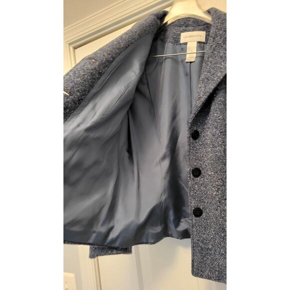 Vintage Liz Claiborne Blue Tweed Fitted Jacket Blazer Size M - Picture 12 of 16